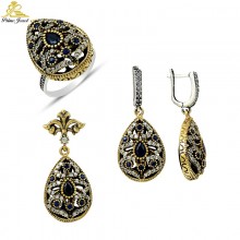 Gümüş Otantik Taşlı Set